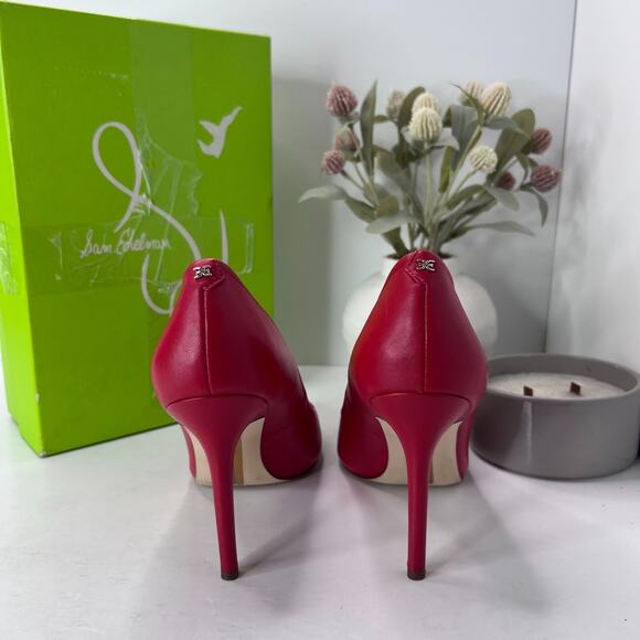 Sam Edelman Hazel Leather Pointed Toe Pump Red Women's 9.5W Read Desc - Picture 2 of 11